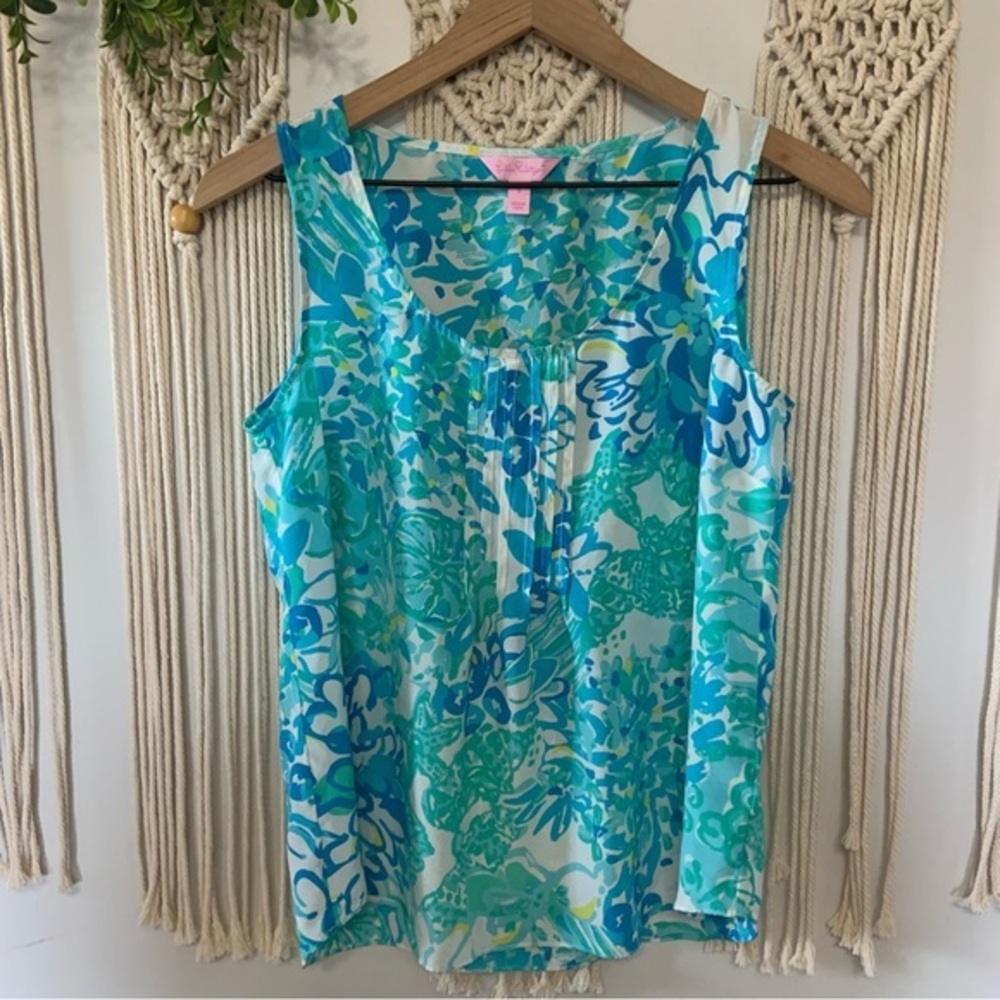 LILLY PULITZER‎ In A Pinch Silk Dahlia Sleeveless Tank Top Resort White Small